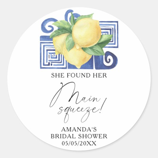 Sticker Rond Citron Citrus - Elle a trouvé son coup de foudre (Devant)