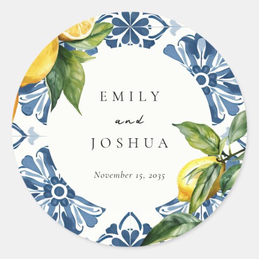 Sticker Rond Citron Citrus Positano Mariage italien (Devant)