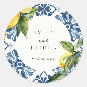 Sticker Rond Citron Citrus Positano Mariage italien