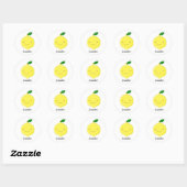 Sticker Rond Citron de dessin animé mignon Nom personnalisé (Feuille)
