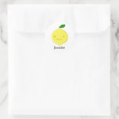 Sticker Rond Citron de dessin animé mignon Nom personnalisé (Sac)