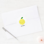 Sticker Rond Citron de dessin animé mignon Nom personnalisé (Enveloppe)
