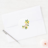 Sticker Rond Citron et fleurs posés en aquarelle (Enveloppe)