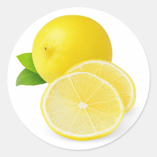 Sticker Rond Citron frais avec tranches (Devant)