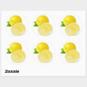 Sticker Rond Citron frais avec tranches (Feuille)