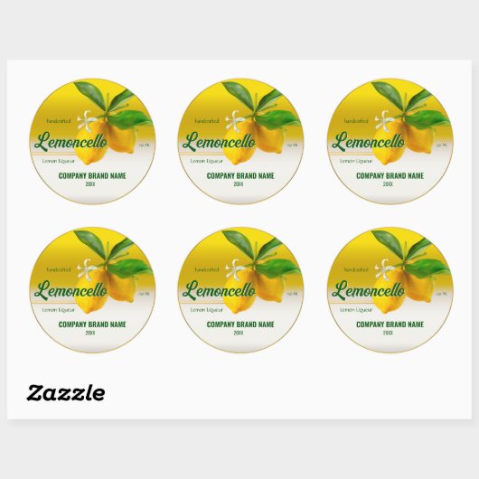 Sticker Rond Citron Fruit Lemoncello (Feuille)