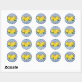 Sticker Rond Citron italien Carrelage bleu mariage Favoriser St (Feuille)