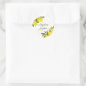 Sticker Rond Citron Jaune Élégant Mariage Script (Sac)