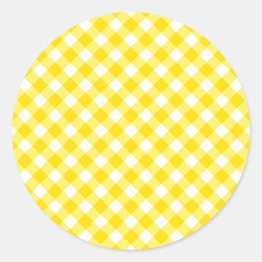 Sticker Rond Citron jaune En vichy Motif (Devant)
