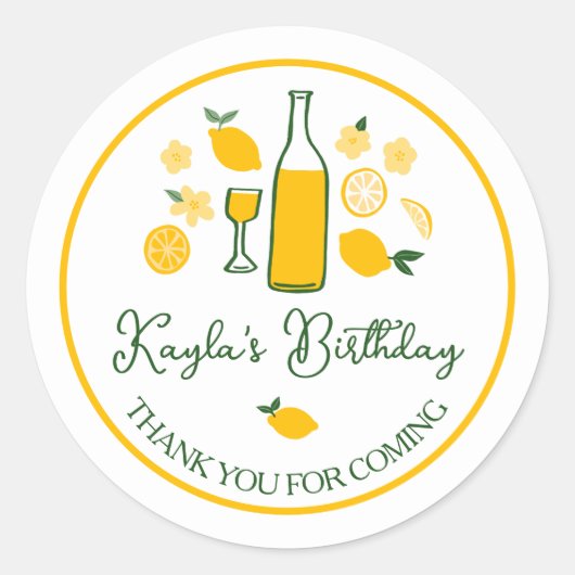 Sticker Rond Citron Limoncello Lemonade Anniversaire PERSONNALI (Devant)
