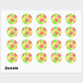 Sticker Rond Citron, orange, pamplemousse et tranches de citron (Feuille)