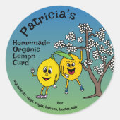 Sticker Rond Citron Pals Drôle Cartoon Preserve Curd et plus (Devant)