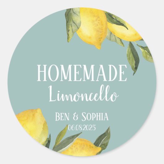 Sticker Rond Citron Rustique Moderne Limoncello Maison Bleu  (Devant)