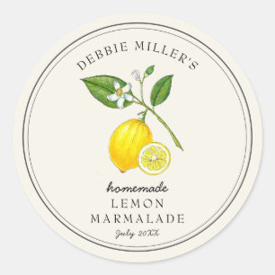 Sticker Rond Citron vintage sur la confiture blanche