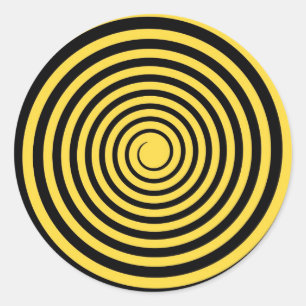 Sticker Rond Citron Zest Jaune & Black Spiral Customisé Blanc
