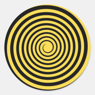 Sticker Rond Citron Zest Jaune & Black Spiral Customisé Blanc