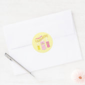 Sticker Rond Citronnade Rose Anniversaire Été Points Polka Mign (Enveloppe)