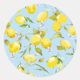 Sticker Rond citrons aquarelle 4