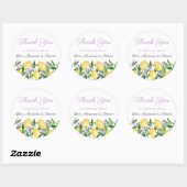 Sticker Rond Citrons Aquarelle Avec Wedding shower Lavande (Feuille)