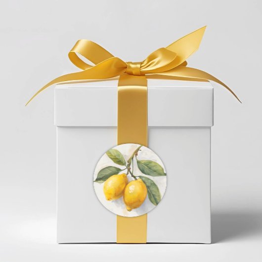 Sticker Rond Citrons aquarelle italiens