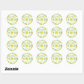 Sticker Rond citrons aquarelle personnalisables (Feuille)