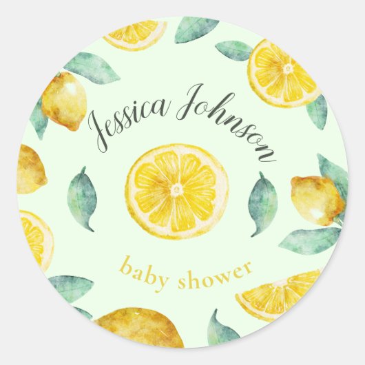 Sticker Rond citrons aquarelle personnalisables (Devant)