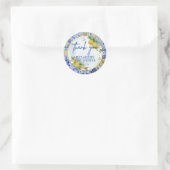 Sticker Rond Citrons Citrus Carreaux Bleus Italien Merci Script (Sac)