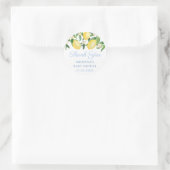 Sticker Rond Citrons Citrus Pale Blue Boy Baby shower Merci (Sac)