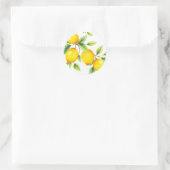 Sticker Rond Citrons d'aquarelle avec Feuilles verts (Sac)