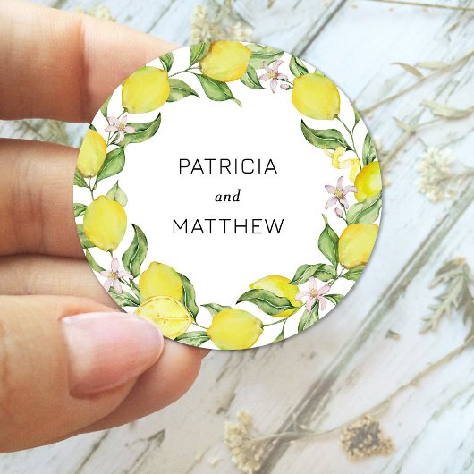 Sticker Rond Citrons d'été Mariage