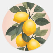 Sticker Rond Citrons d'or sur vert (Devant)