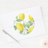 Sticker Rond Citrons et Feuilles (Enveloppe)