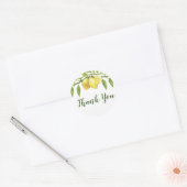 Sticker Rond Citrons Floraison Aquarelle de verdure (Enveloppe)