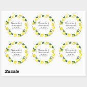 Sticker Rond Citrons jaunes Aquarelle Fruit Motif (Feuille)