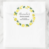 Sticker Rond Citrons jaunes Aquarelle Fruit Motif (Sac)