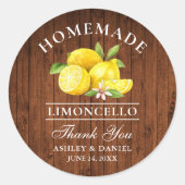 Sticker Rond Citrons Mariage en bois Merci Limoncello (Devant)