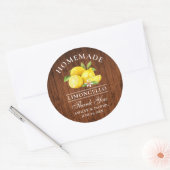 Sticker Rond Citrons Mariage en bois Merci Limoncello (Enveloppe)
