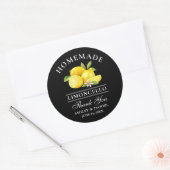 Sticker Rond Citrons Mariage Merci Limoncello Black (Enveloppe)