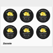 Sticker Rond Citrons Mariage Merci Limoncello Black (Feuille)