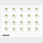 Sticker Rond Citrons Peints À La Main Avec Mariage Fleur (Feuille)