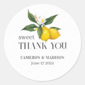 Sticker Rond Citrons Peints À La Main Avec Mariage Fleur (Devant)
