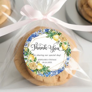 Sticker Rond Citrons vert méditerranéen mosaïque tuiles Mariage