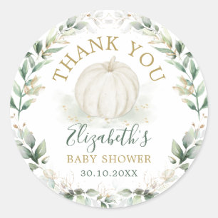 Sticker Rond Citrouille à automne doux verdure Baby shower de 
