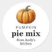 Sticker Rond Citrouille à tarte remplissage maison en conserve (Devant)