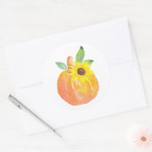 Sticker Rond Citrouille aquarelle et tournesol (Enveloppe)