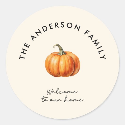 Sticker Rond Citrouille automne automne bienvenue chez nous (Devant)