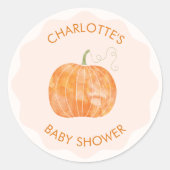 Sticker Rond Citrouille Automne Baby shower d'automne (Devant)