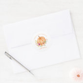 Sticker Rond Citrouille automne Baby shower Floral Merci (Enveloppe)