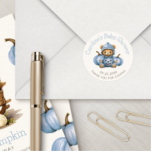 Sticker Rond Citrouille Automne Garçon Douche Anniversaire