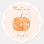 Sticker Rond Citrouille Automne Merci Automne Personnalisé (Devant)